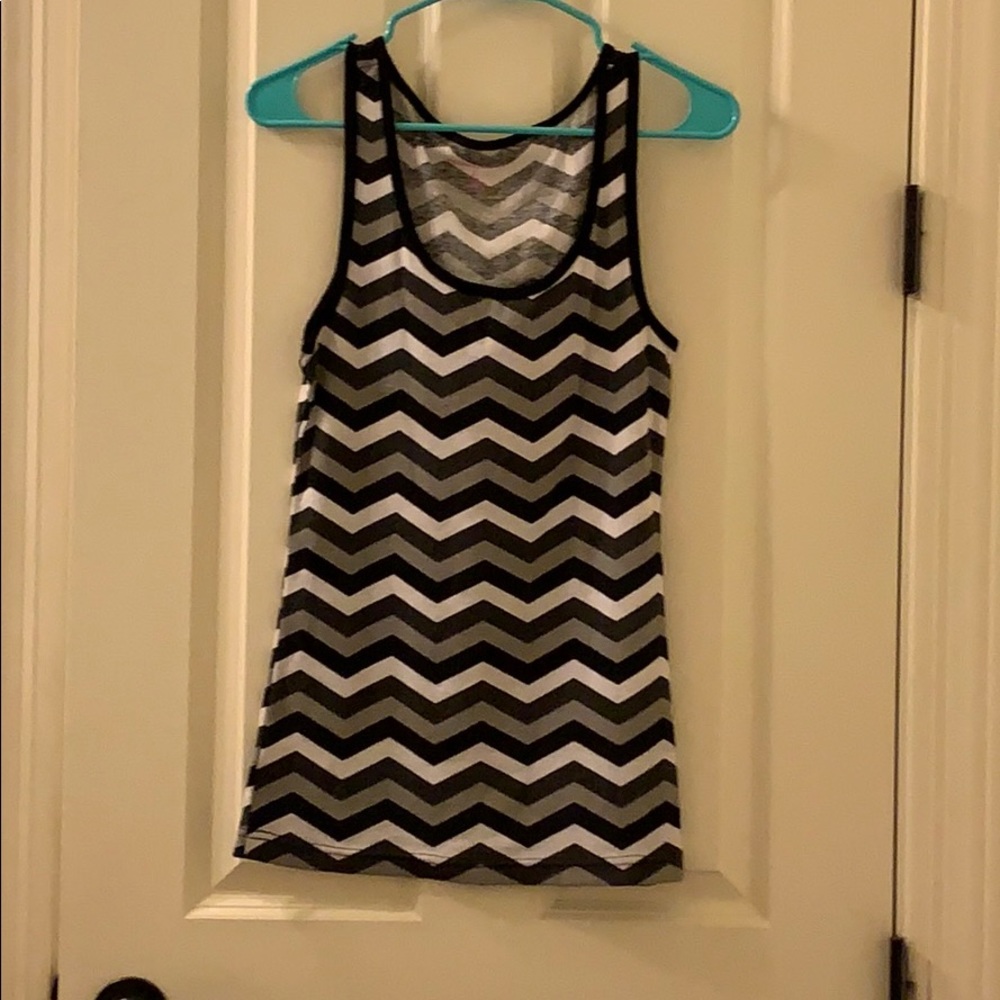 Black, gray and white striped tank top